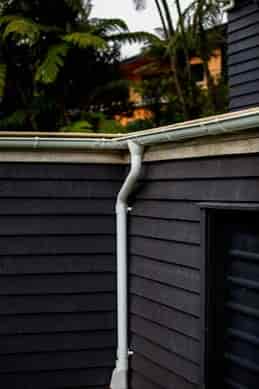 European Gutters installation detail on a completed home exterior.