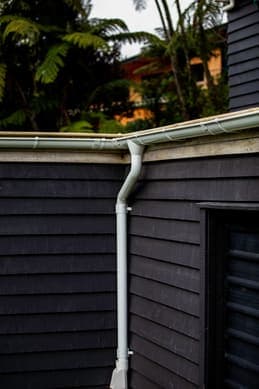 Lindab half-round gutter system installed on a residential property