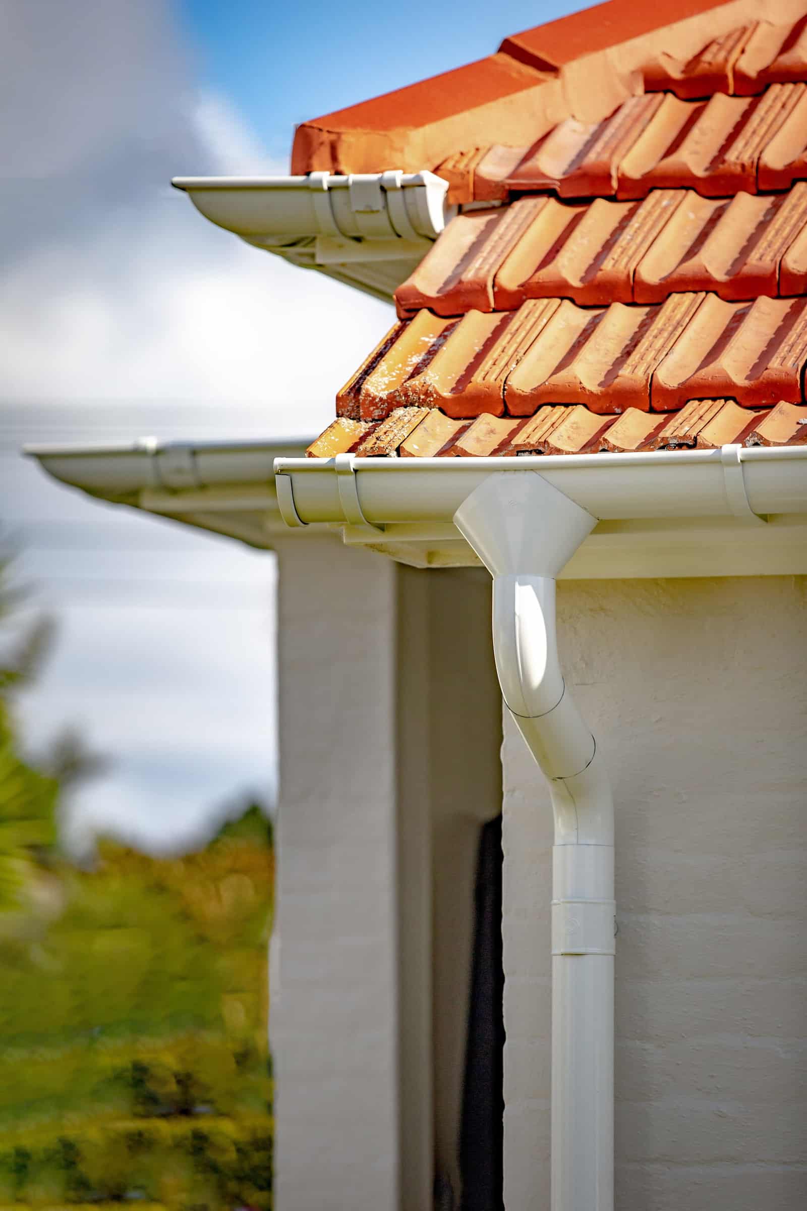 Close-up of a Lindab gutter installed on a roof